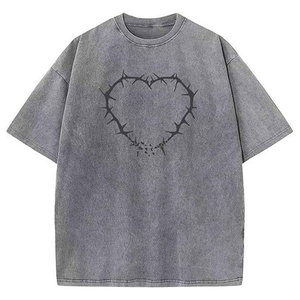 เสื้อยืดโอเวอร์ไซส์ผ้าฝ้ายฟอกกรดสำหรับผู้ชาย สไตล์วินเทจ สตรีทแวร์ ฮิปฮอป แบบเรียบๆ ขายส่งจำนวนมาก ผ้าฟอกกรด โอเวอร์ไซส์ - Product Image 5