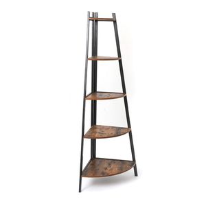 Scaffale Angolare Industriale a 5 Ripiani Effetto Legno per Esposizione e Supporto per Piante/Fiori - Product Image 3
