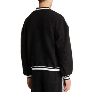 Blouson universitaire unisexe personnalisé en laine, style bomber, motif géométrique, col montant, à capuche, épais, pour l'hiver - Product Image 2