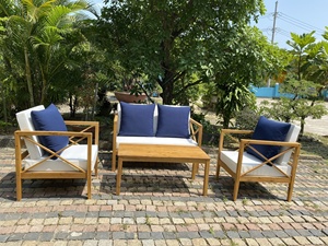 Modern Wooden Garden Sofa <b>Set</b> 2023 Outdoor Dining Furniture for Apartment Villa Living Room Courtyard Warehouse Hotel Home - Product Image 3
