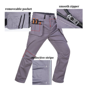 Men's Gray Work Pants With Side <b>Tool</b> Pockets <b>Abrasion</b> Resistant Polyester Uniform Pants - Product Image 5