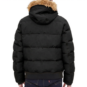 Veste matelassée jaune à capuche pour homme avec garniture en fourrure, coupe-vent, rembourrée de duvet, manteau d'hiver, style décontracté, coupe régulière - Product Image 2