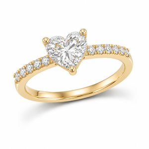 แหวนเพชรทรงหัวใจ 1 กะรัต แบบฝังเพชรรอบวง ดีไซน์โรแมนติก ทองคำขาว 14K เพชรทรงหัวใจเพาะเลี้ยงในห้องปฏิบัติการ แหวนหมั้น รับผลิตตามแบบ OEM เครื่องประดับสั่งทำ - Product Image 1