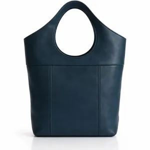 Royaa Fashion Single Strap Genuine Leather Women's Navy Blue <b>Tote</b> & Hobo Bag Letter Decoration-Stylish Travel Shopping Handbag - Product Image 1