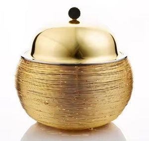 Luxury Silver Serving Bowl with Lid for Dry Fruits, Candy & Snacks Decorative Metal Storage Container for Kitchen & <b>Table</b> - Product Image 3