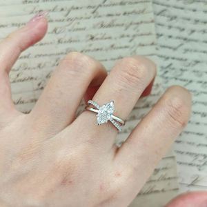 Bague de fiançailles en or 14 carats avec diamant CVD taille marquise de 2 carats, sertie de griffes, pour femme, bague de mariage et de mariée en or 14 carats, diamant de laboratoire - Product Image 3