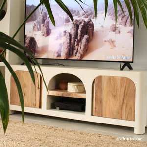 Mueble para TV Vandana Cresta Vesta en madera con efecto hormigón y madera de acacia - Product Image 5