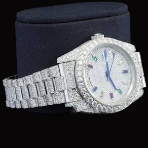 Montre automatique personnalisée en acier inoxydable avec diamants et moissanite, mouvement suisse, résistante à l'eau, pour la vente en gros aux entreprises - Product Image 4