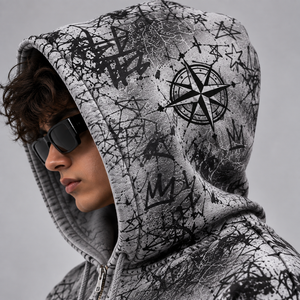 Ensemble survêtement gris à capuche pour homme, coupe ample, style streetwear, sweat-shirt et pantalon avec poches latérales, idéal pour l'automne - Product Image 4