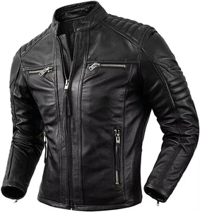 Vintage Coated <b>Leather</b> <b>Jacket</b> <b>Men</b> 100% Genuine Cowhide <b>Leather</b> Regular Length-Fashion Casual Style Hooded Varsity <b>Jacket</b> - Product Image 5