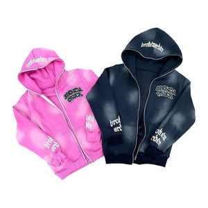 Conjunto Deportivo Personalizado de Algodón 100% Pesado con Bordado Desgastado, Sudadera con Capucha y Pantalones Deportivos Acampanados - Product Image 6