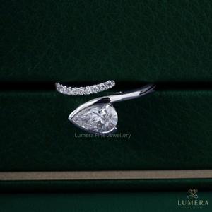 1.259 Carat Lab Grown Diamond VVS2 Pear Shape Designer <b>Wrap</b> Ring in 9k/10k/14k/18k Gold IGI Certified Luxury Bridal Jewelry - Product Image 1