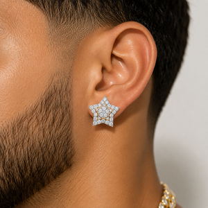 เครื่องประดับผู้หญิงสุดหรูทันสมัยไม่ซ้ำใคร SHRAMAN DIAMOND ทองคำแท้ 10K ต่างหูเพชรโมอิสซาไนต์รูปดาวขนาดใหญ่สั่งทำพิเศษสำหรับงานแต่งงาน - Product Image 2
