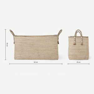 <b>Rectangle</b> Natural Seagrass <b>Storage</b> <b>Baskets</b> with Handles and Lid Handmade <b>Storage</b> <b>Basket</b> Wholesale eco-friendly Made Viet Nam - Product Image 3