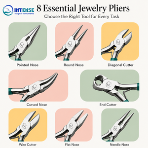 8 Piece Professional Jewelry Making <b>Pliers</b> <b>Set</b> Round Nose Needle Nose Flat Nose Wire Cutters Ergonomic Handle Jewelry - Product Image 4