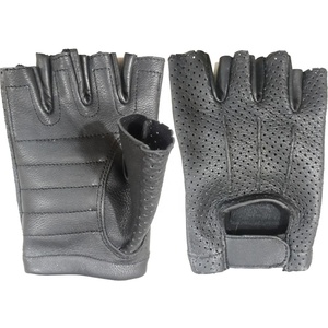 Gants de vélo unisexes mi-doigts en cuir de chèvre de haute qualité, respirants, imperméables, compatibles avec les écrans tactiles, fermeture auto-agrippante - Product Image 1