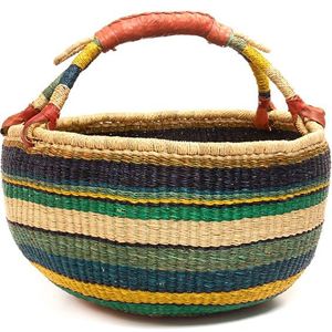 Panier ventre en jonc de mer artisanal rayé bleu marine et jaune, bac de rangement, vente en gros, approvisionnement B2B pour l'exportation destiné aux magasins de détail - Product Image 3