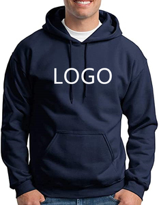 Sudadera con Capucha Unisex Azul Marino, Color Sólido, Felpa de Algodón, Casual, con Bolsillo Frontal, Logotipo, Corte Regular, Ropa de Invierno, Anti-Pilling, 300g - Product Image 3
