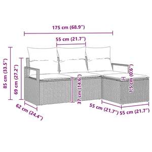 Set di divani in polyrattan nero da 4 pezzi, eleganti mobili da giardino - Product Image 3