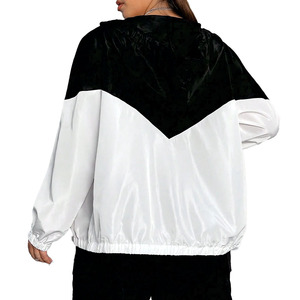 Veste coupe-vent blanche personnalisée pour femme, légère, imperméable, à capuche, zippée, style sportswear, color block, décontractée, pour l'extérieur – Fournisseur - Product Image 2