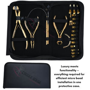 Kit d'outils pour extensions capillaires Gold Micro Link avec pince à extensions, coupe-fil, enfileur de boucles et pinces de coiffure professionnelles - Product Image 6