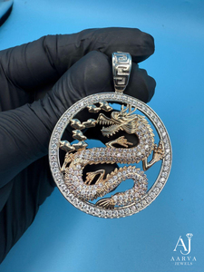 Iced Dragon <b>Moissanite</b> Pendant 925 Sterling Silver Rose Gold & Gold Plated Rhodium Plated Round Charm <b>Jewelry</b> for Men and Women - Product Image 2