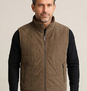 Gilet matelassé marron pour homme, sans manches, coupe ajustée, vêtement d'hiver, fermeture éclair, léger, chaud, élégant, décontracté, vêtement d'extérieur de qualité supérieure - Product Image 1