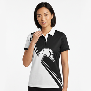 <b>Men's</b> <b>Short</b> <b>Sleeve</b> Polo <b>Shirt</b> With Duck Logo Print Black <b>White</b> Color Block Casual Fit Regular Breathable Knitted Polyester - Product Image 6
