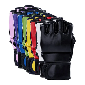 Gants de MMA sur mesure 12 oz en PU noir, imperméables, avec sangle de poignet réglable, pour le karaté, les arts martiaux, la boxe, le Muay Thai, le kick-boxing - Product Image 1