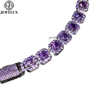 Indian Supplier <b>Statement</b> <b>Necklace</b> 925 Silver Black Rhodium Moissanite Cushion Cut Geometric Bead Chain Unisex Luxury Party - Product Image 2
