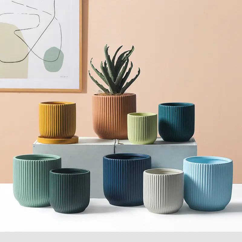 Nordic Style Modern Minimalist Color Ceramic Planter Pot Ceramic Garden Pots Flower Planters