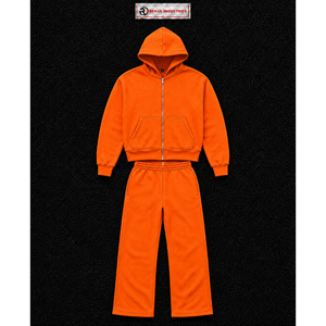Conjunto Deportivo Naranja para Hombre, Sudadera con Cremallera Completa, Pantalones Deportivos de Pierna Recta, Ropa Deportiva Informal, Traje para Correr, Venta al Por Mayor, Ropa Deportiva Personalizada - Product Image 5