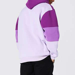 Sudadera con capucha extragrande para hombre, con bloques de color, manga raglán, diseño de patchwork de algodón y forro polar, ropa de otoño para hombre - Product Image 2