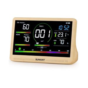 Moniteur de qualité de l'air intérieur 16-en-1 : Testeur de CO2 avec détection de CO2, TVOC, PM2.5, PM1.0, PM10, HCHO, température, humidité et indice de qualité de l'air (AQI) - Product Image 1