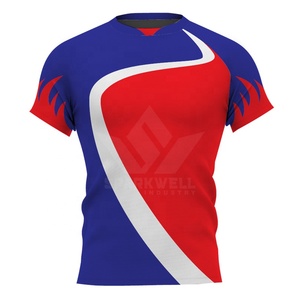 Men's Red Blue Geometric Sports T Shirt Crew Neck Short Sleeve Quick Dry Breathable Sublimated <b>Athletic</b> Training Jersey - Product Image 1