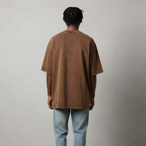 Camiseta Oversize con Lavado Ácido, Microfibra, Tu Diseño, Logotipo, Tallas Grandes, Camiseta Vintage, Algodón Grueso para Hombre - Product Image 3