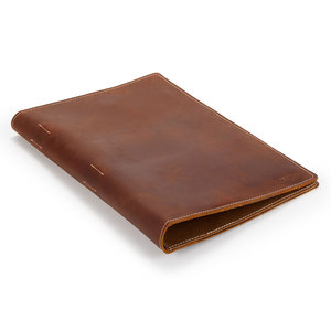 Customized Brown Leather Portfolio Organizer <b>A4</b> Document <b>Folder</b> Card Holder Resume File Case - Product Image 2