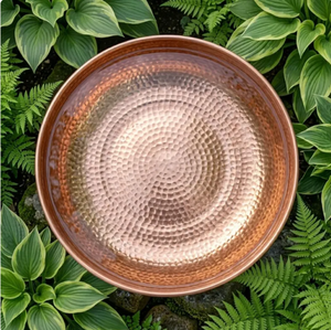 Bol à eau rond en cuivre pour oiseaux, finition verdigris, bassin d'eau extérieur pour jardin, durable, toutes saisons, mangeoire décorative pour oiseaux, patio, cour - Product Image 4