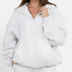 Sudadera con Capucha Extra Grande para Mujer, con Cierre, Color Sólido, Tejido de Algodón, Transpirable, Manga Larga, Informal, para Otoño - Product Image 6