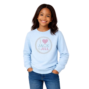 Sudadera con estampado de corazón azul claro para niñas, suéter informal de manga larga, ropa cómoda para el día a día - Product Image 1