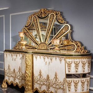 Regalia The Plaza, Juego de Comedor de Lujo en Madera de Teca Tallada a Mano en Blanco y Dorado, Colección de Muebles para Hotel, Villa o Palacio Europeo - Product Image 4