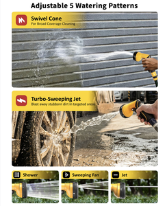 หัวฉีดน้ำพลาสติก+ไม้ก๊อกสำหรับอาบน้ำสัตว์เลี้ยง พร้อมรูปแบบการฉีดพ่นที่ปรับได้ หัวฉีดแบบหมุนได้ ป้องกันความเมื่อยล้า - Product Image 4