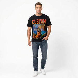Camiseta Oversize de Algodón 100% Tejido, Estampada, Transpirable, Cuello Redondo, 230gsm, para Hombre, Estilo Urbano Vintage Ácido, Venta al por Mayor Personalizada - Product Image 5