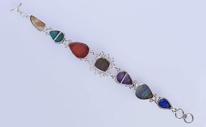 Pulsera de Cadena de Plata de Ley 925 con Piedras Naturales, Estilo Bohemio, Engaste de Bisel, Gemas Multicolores, Joyería Fina Unisex para Uso Diario - Product Image 2