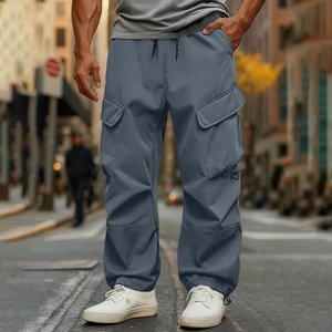 OEM Baggy Cargo Pants For Men Windproof Stretch Elastic Waist Drawstring Parachute Pants Waterproof Hiking Joggers Multi Pockets - Product Image 3