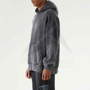 Sweat-shirt à capuche vert pour homme, manches régulières, couleur unie, tricoté en molleton, vêtement d'automne - Product Image 4