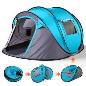 Tenda Istantanea Impermeabile per 4 Persone in Materiale Oxford con Palo in Acciaio e Tettoia Frontale Automatica per Campeggio Familiare - Product Image 1