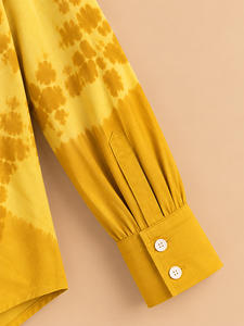 Chemise boutonnée en mousseline tie-dye pour femme, manches longues, coupe ample, décontractée, printemps-été, jaune - Product Image 3