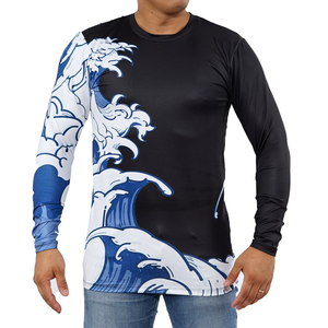 Rohzen Sports OEM High Quality Long Sleeve Rash Guard UPF50+ Swimming Wear Adults Spandex/Polyester <b>Compression</b> Fabric Custom - Product Image 1