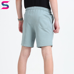 Pantalones Cortos Deportivos para Hombre, Cómodos, OEM ODM, Color Azul Menta Liso, Transpirables, con Logotipo Personalizado, Tela Suave al Tacto, 100% Algodón - Product Image 3